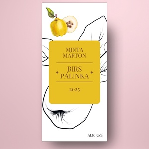Birs pálinka - öntapadós üveg címke - fekete-fehér alappal és szögletes fókuszponttal - élelmiszer - alkoholos italok - Meska.hu