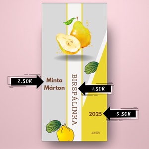 Birs pálinka - öntapadós üveg címke - rajzolt birsekkel modern stílusban - élelmiszer - alkoholos italok - Meska.hu