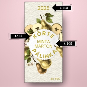 Körte pálinka - öntapadós üveg címke - vintage körte rajzokkal - élelmiszer - alkoholos italok - Meska.hu