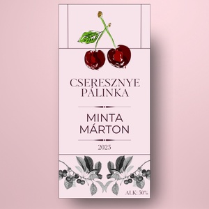 Cseresznye pálinka - öntapadós üveg címke - rusztikus hatású - élelmiszer - alkoholos italok - Meska.hu