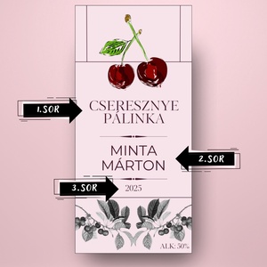 Cseresznye pálinka - öntapadós üveg címke - rusztikus hatású - élelmiszer - alkoholos italok - Meska.hu