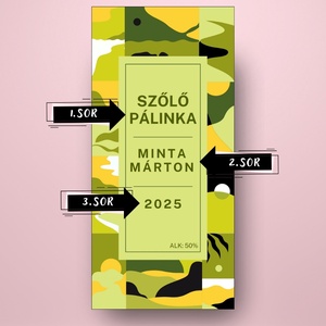 Szőlő pálinka - öntapadós üveg címke - absztrakt geometrikus mintával - élelmiszer - alkoholos italok - Meska.hu