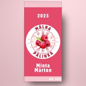 Málna pálinka - öntapadós üveg címke - egyszerű málna grafikával - élelmiszer - alkoholos italok - Meska.hu
