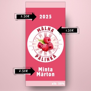 Málna pálinka - öntapadós üveg címke - egyszerű málna grafikával - élelmiszer - alkoholos italok - Meska.hu