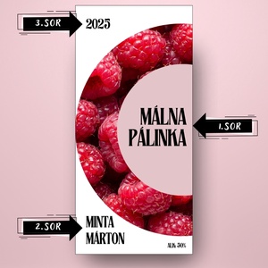 Málna pálinka - öntapadós üveg címke - félkör mintával  - élelmiszer - alkoholos italok - Meska.hu