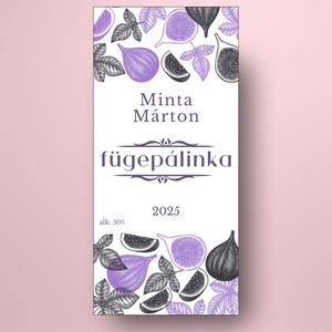 Füge pálinka - öntapadós üveg címke - lila és fekete rajzokkal - élelmiszer - alkoholos italok - Meska.hu