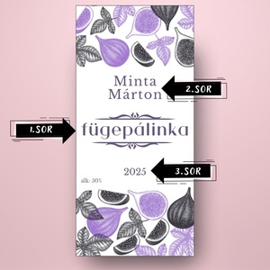 Füge pálinka - öntapadós üveg címke - lila és fekete rajzokkal - élelmiszer - alkoholos italok - Meska.hu