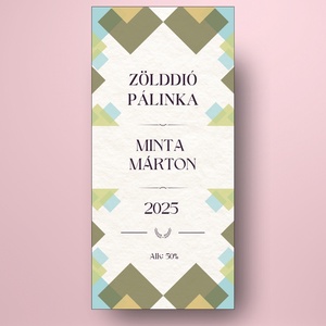 Zölddió pálinka - öntapadós üveg címke - pasztell színek papír textúrával - élelmiszer - alkoholos italok - Meska.hu