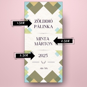 Zölddió pálinka - öntapadós üveg címke - pasztell színek papír textúrával - élelmiszer - alkoholos italok - Meska.hu