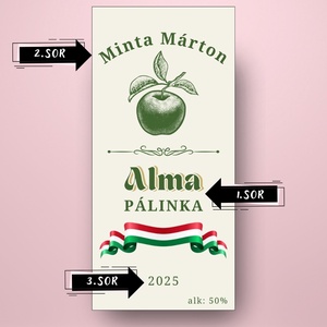 Alma pálinka - öntapadós üveg címke - klasszikus stílus és magyar zászló - élelmiszer - alkoholos italok - Meska.hu