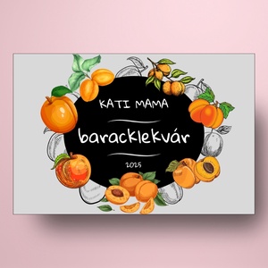 Baracklekvár - öntapadós üveg címke - modern barack rajzokkal - élelmiszer - lekvár - Meska.hu