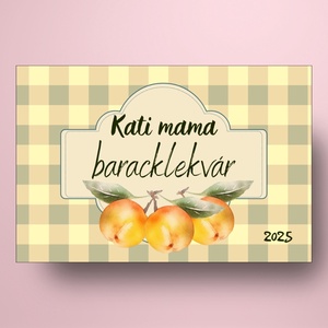 Baracklekvár - öntapadós üveg címke - nosztalgikus kockás alappal  - élelmiszer - lekvár - Meska.hu