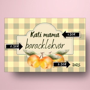 Baracklekvár - öntapadós üveg címke - nosztalgikus kockás alappal  - élelmiszer - lekvár - Meska.hu