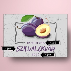 Szilvalekvár - öntapadós üveg címke - geometrikus szilvákkal - élelmiszer - lekvár - Meska.hu