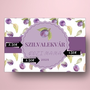 Szilvalekvár - öntapadós üveg címke - apró festett szilvákkal - élelmiszer - lekvár - Meska.hu