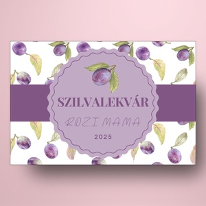 Szilvalekvár - öntapadós üveg címke - apró festett szilvákkal - élelmiszer - lekvár - Meska.hu