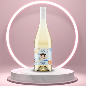 Születésnapi öntapadós üveg címke - kézzel festett macival és nyuszival, Élelmiszer, Alkoholos italok, , MESKA