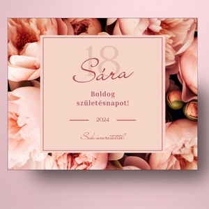 Születésnapi öntapadós üveg címke - rózsákkal romantikus stílusban - élelmiszer - alkoholos italok - Meska.hu