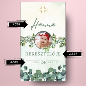 Keresztelőre való öntapadós üveg címke - aprólevelű növényekkel - játék & sport - keresztelőajándékok - Meska.hu