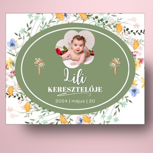 Keresztelőre való öntapadós üveg címke - rajzolt erdei virágokkal - játék & sport - keresztelőajándékok - Meska.hu