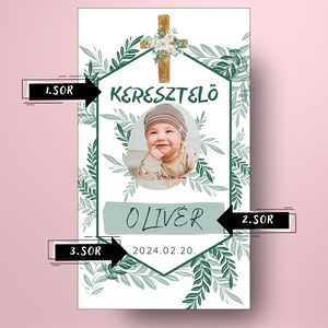 Keresztelőre való öntapadós üveg címke - zöld levelekkel - játék & sport - keresztelőajándékok - Meska.hu