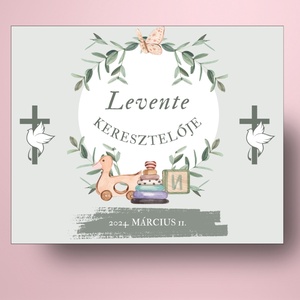 Keresztelőre való öntapadós üveg címke - rajzolt játékokkal - játék & sport - keresztelőajándékok - Meska.hu