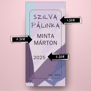 Szilva pálinka - öntapadós üveg címke - lila ecsetvonásokkal  - élelmiszer - alkoholos italok - Meska.hu