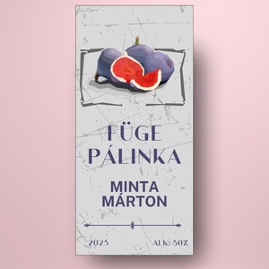 Füge pálinka - öntapadós üveg címke - geometrikus fügékkel - élelmiszer - alkoholos italok - Meska.hu