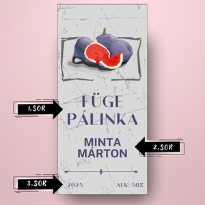Füge pálinka - öntapadós üveg címke - geometrikus fügékkel - élelmiszer - alkoholos italok - Meska.hu