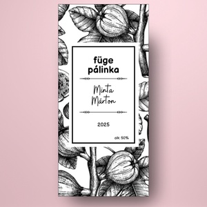 Füge pálinka - öntapadós üveg címke - elegáns fekete-fehér rajzolt fügékkel - élelmiszer - alkoholos italok - Meska.hu