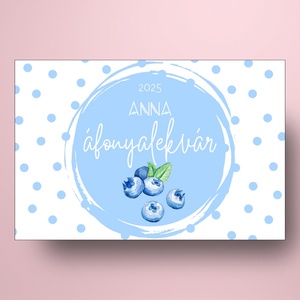 Áfonyalekvár - öntapadós üveg címke - pöttyös alapon festett áfonyákkal - élelmiszer - lekvár - Meska.hu