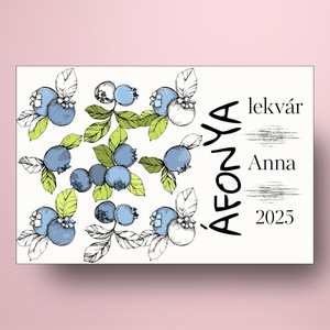 Áfonyalekvár - öntapadós üveg címke - kézzel rajzolt színes áfonyákkal  - élelmiszer - lekvár - Meska.hu