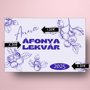 Áfonyalekvár - öntapadós üveg címke - kék alapon rajzolt áfonyákkal - élelmiszer - lekvár - Meska.hu