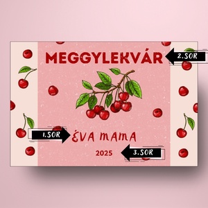 Meggylekvár - öntapadós üveg címke - antikolt hatású - élelmiszer - lekvár - Meska.hu