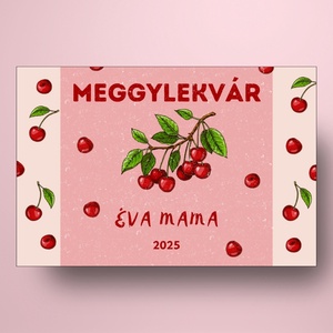 Meggylekvár - öntapadós üveg címke - antikolt hatású - élelmiszer - lekvár - Meska.hu
