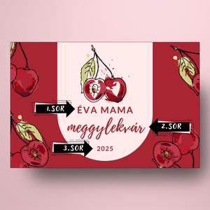 Meggylekvár - öntapadós üveg címke - meggyminta vízfesték textúrával - élelmiszer - lekvár - Meska.hu