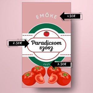 Paradicsomszósz - öntapadós üveg címke - modern, vintage elemekkel - élelmiszer - szósz & mártogatós - Meska.hu