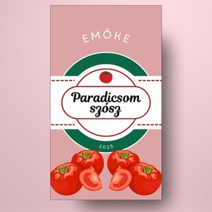 Paradicsomszósz - öntapadós üveg címke - modern, vintage elemekkel - élelmiszer - szósz & mártogatós - Meska.hu