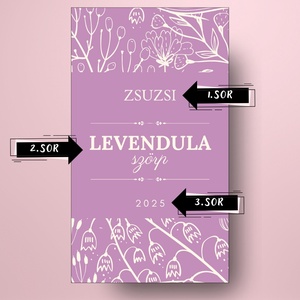 Levendulaszörp - öntapadós üveg címke - lila alapon virágokkal  - élelmiszer - szörp - Meska.hu