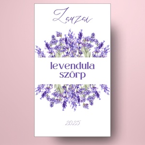 Levendulaszörp - öntapadós üveg címke - levendulacsokorral  - élelmiszer - szörp - Meska.hu