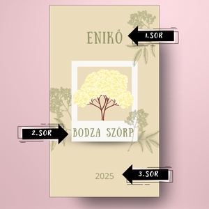Bodzaszörp - öntapadós üveg címke -  fehér keretben bodzával - élelmiszer - szörp - Meska.hu