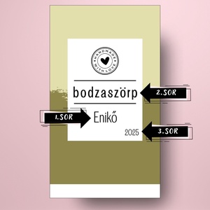 Bodzaszörp - öntapadós üveg címke -  zöld átmenetekkel és fehér elemekkel  - élelmiszer - szörp - Meska.hu