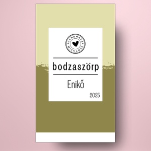 Bodzaszörp - öntapadós üveg címke -  zöld átmenetekkel és fehér elemekkel  - élelmiszer - szörp - Meska.hu