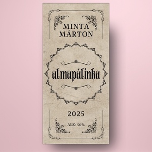 Alma pálinka - öntapadós üveg címke - tradicionális díszítéssel - élelmiszer - alkoholos italok - Meska.hu