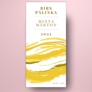 Birs pálinka - öntapadós üveg címke - festett hullám mintával - élelmiszer - alkoholos italok - Meska.hu