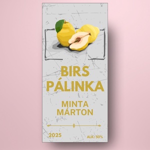 Birs pálinka - öntapadós üveg címke - geometrikus birsekkel - élelmiszer - alkoholos italok - Meska.hu