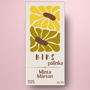 Birs pálinka - öntapadós üveg címke - modern virágokkal  - élelmiszer - alkoholos italok - Meska.hu