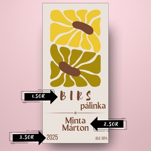 Birs pálinka - öntapadós üveg címke - modern virágokkal  - élelmiszer - alkoholos italok - Meska.hu