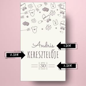 Keresztelőre való öntapadós üveg címke - kézzel rajzolt mintákkal - játék & sport - keresztelőajándékok - Meska.hu