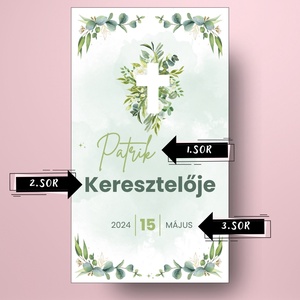 Keresztelőre való öntapadós üveg címke - zöld alapon levél csokrokkal  - játék & sport - keresztelőajándékok - Meska.hu